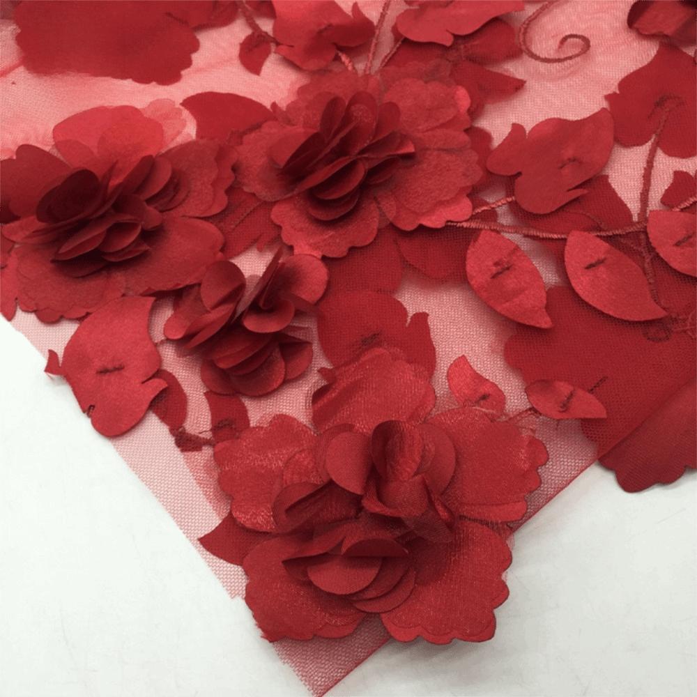 140cm*1 Yard 3D Flower Lace Fabric with Beads High Quality Embroidery Lace Fabric Handmade Clothing Sewing Fabric