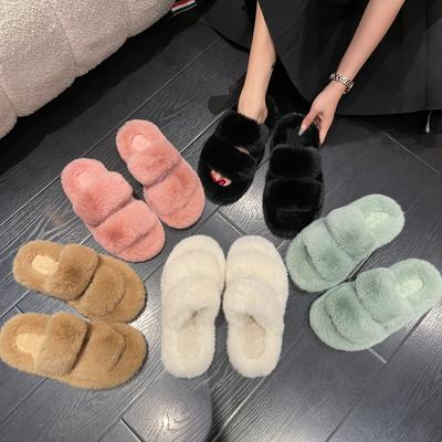 Тапочки Мао Мао женские осенне-зимние новые модные туфли с надписью домашние модные повседневные хлопковые тапочки