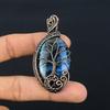 Tree Of Life Labradorite Pendant, Handmade Gemstone 999 Copper Wire Wrapped Pendant Antique Jewelry, For Gift Silver Jewelry