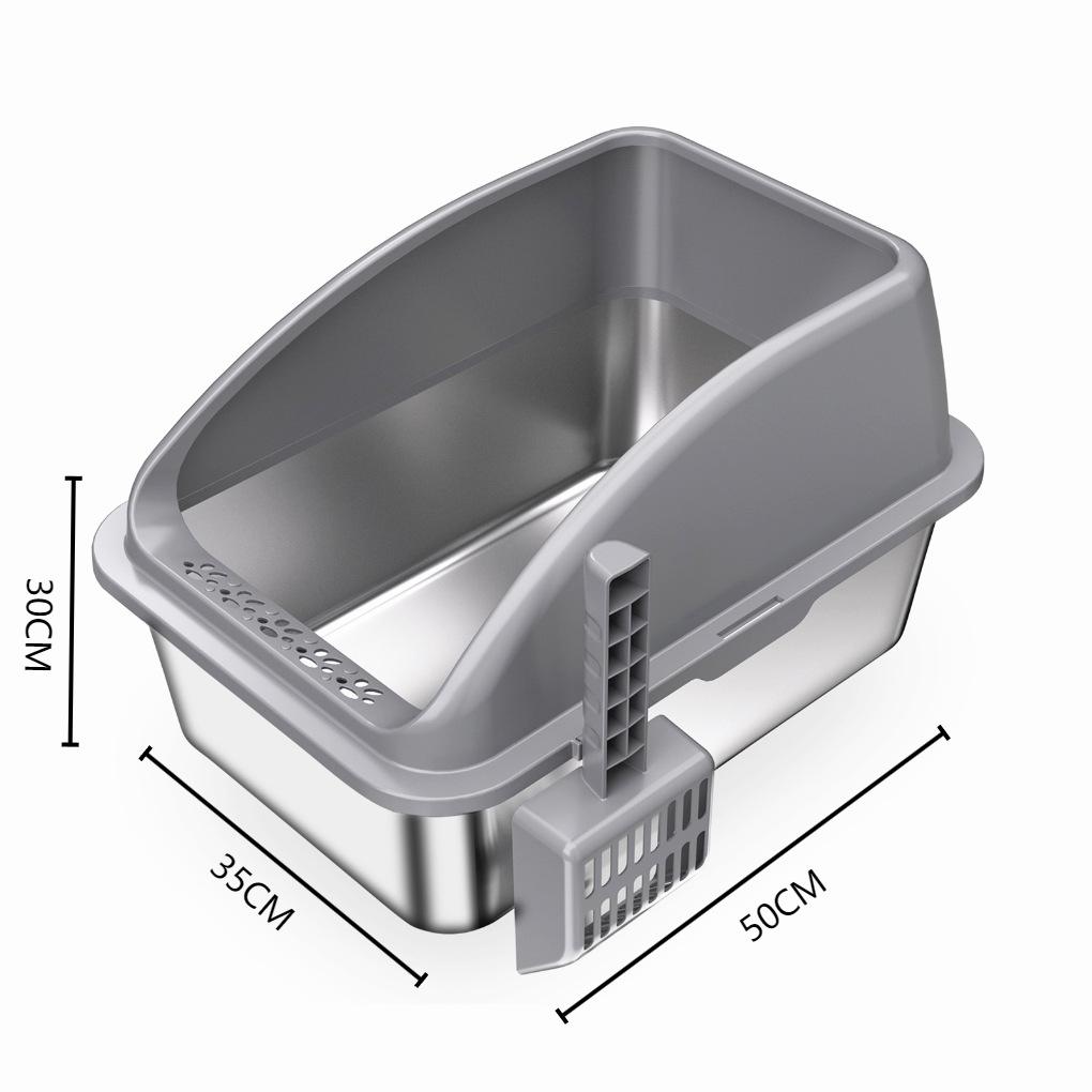 Stainless Steel Cat Litter Box with Anti-Splash Top-Entry Lid, Sizes S-XXXL.