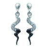 [H7369] - Silver Earrings 'Tentation' Black White (rhodium-plated) - 15x5 Mm