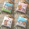 Milk and Mocha Couples Panda Bear Bubu Dudu Cushion Cover Throw Pillow Home Decorative Square Printing Pillowcase Sofa Cushion 45CM