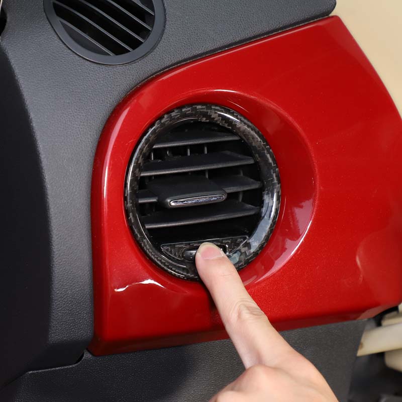 Для 08-15 Fiat 500/Abarth Накладка-рамка декоративная для бокового воздуховода центральной консоли из настоящего углеродного волокна Наклейка Аксессуары для интерьера автомобиля