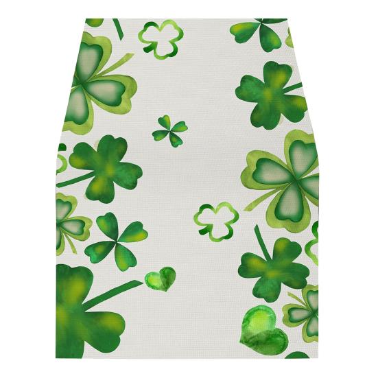 Дорожка для стола на день Св.. Украшение ко Дню Патрика с принтом клевера, легкое в уходе, нескользящее