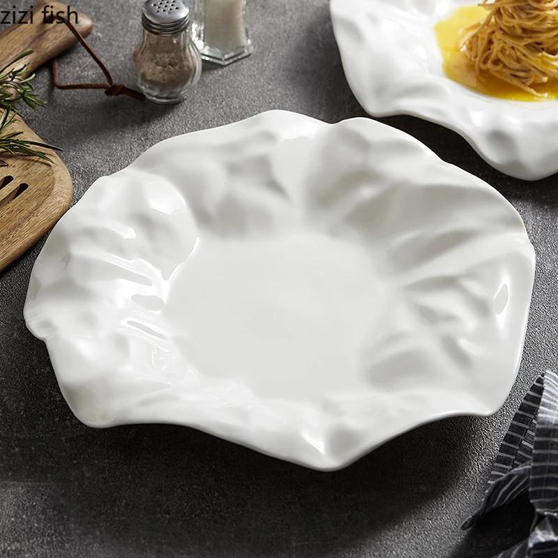 Креативная керамическая обеденная тарелка тарелка для стейка предметы интерьера неправильной формы посуда тарелка для пасты отель ресторан десертные тарелки