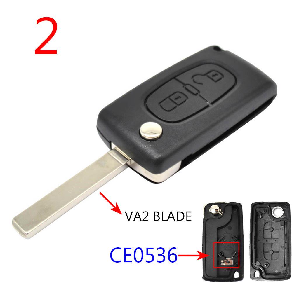 Car Key Remote Flip Key Shell Case 2 Buttons CE0523 CE0536 For Peugeot 308 207 307 3008 5008 807 For Citroen C2 C3 C4 C5 C6 C8