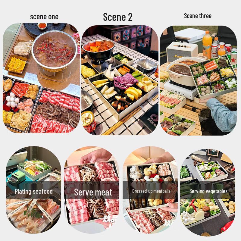 Disposable Wooden 9-Compartment Bento Box