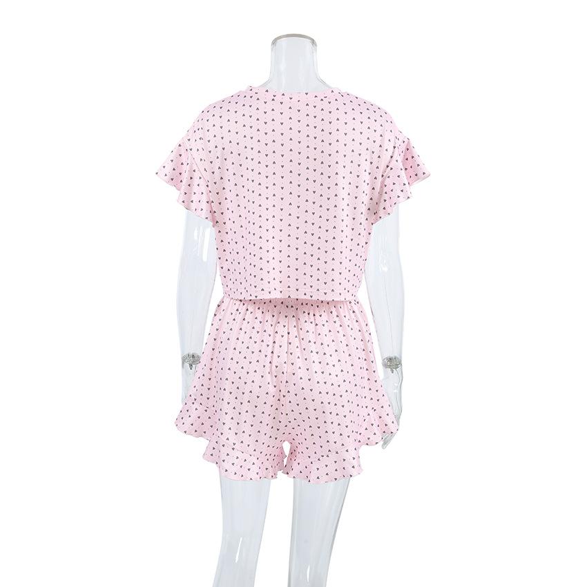 Шорты с короткими рукавами и оборками Spring Love. Пижамы. Два комплекта удобной и мягкой женской домашней одежды.