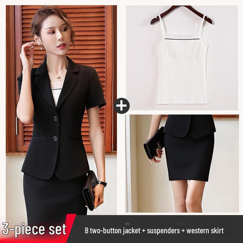 Женский профессиональный летний костюм: Формальный пиджак с короткими рукавами с юбкой или брюками