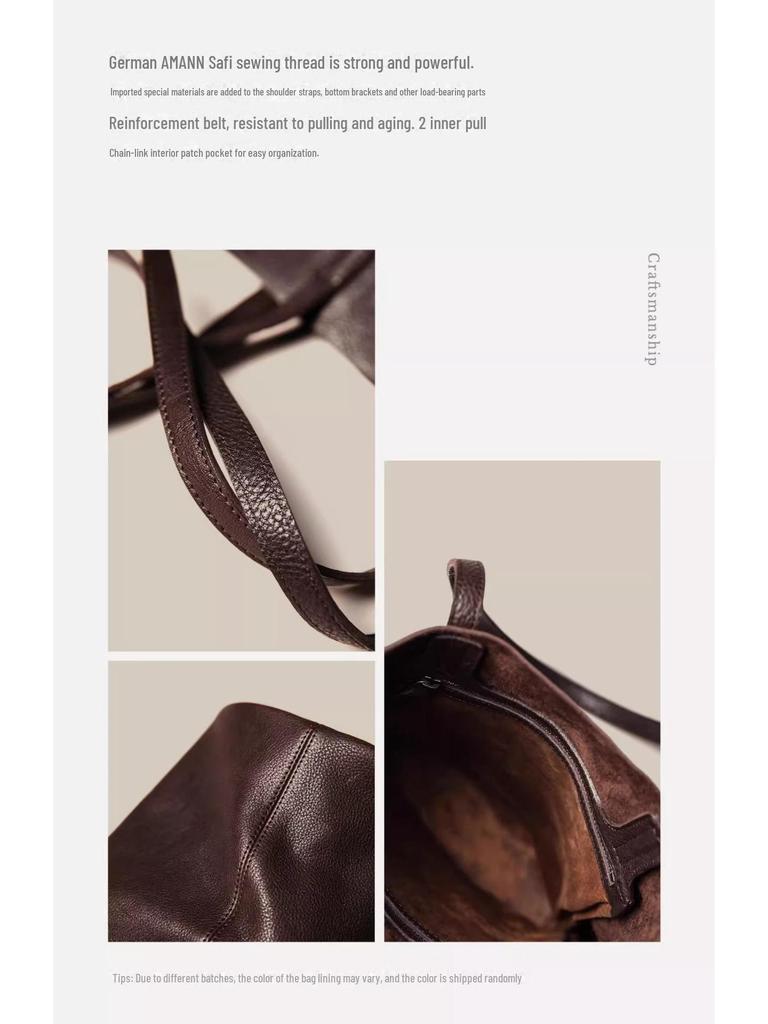 Сумка на плечо из кожи с меховым цветком - Ретро-кожа растительного дубления