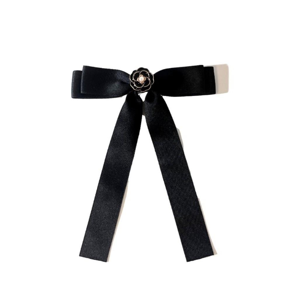 Pearl Black Ribbon Pin White Funerals Memorial Pin Fashion Mourning Badge Brooch Occupation