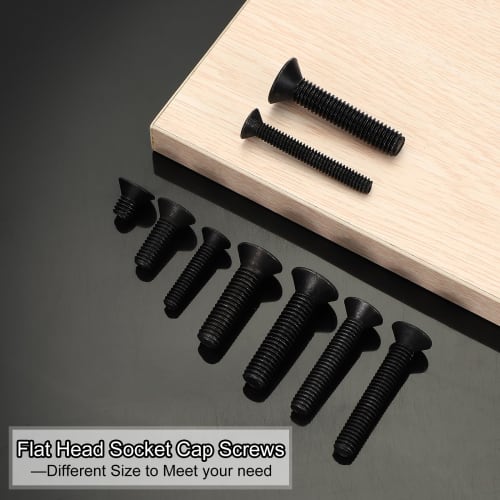 PATIKIL Hex Socket Bolts, Socket Cap Screws, M8 x 80mm, Flat Head Socket Cap Bolts, Pack of 10, Flat Countersink Bolts, Medium Carbon Steel, Hex Socke