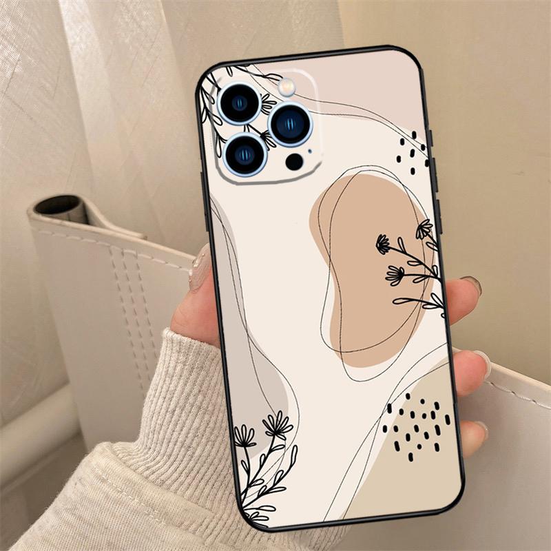 Чехол для телефона с абстрактными растениями для iPhone 17 16 15 14 13 12 11 Pro Max mini 15 16 Plus 16e 17 Air Cover Coque