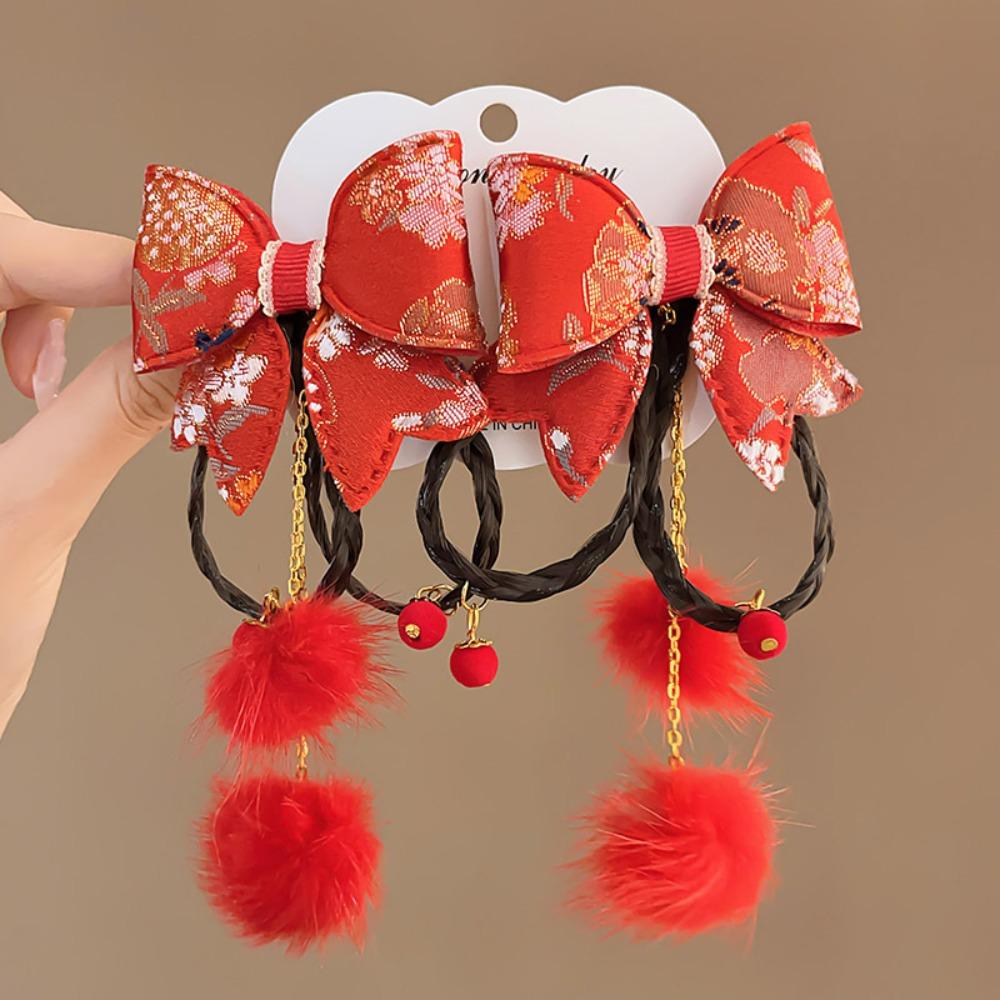 Tassels Children Bow Wig Hairpin Flower Ancient Style Hairpin Chinese New Year Headwear Girls