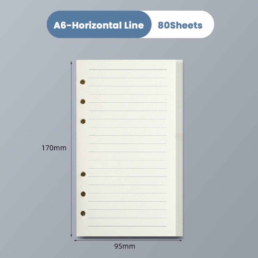 80Sheets A5/A6/A7 Notebook Refill Paper Kraft Paper 6-hole Binder Inner Page Students