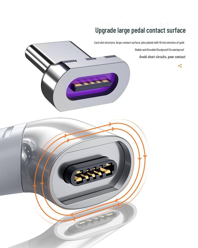 PD100W Magnetic Elbow Adapter - Fast Charging Type-C Converter for Laptops & Phones