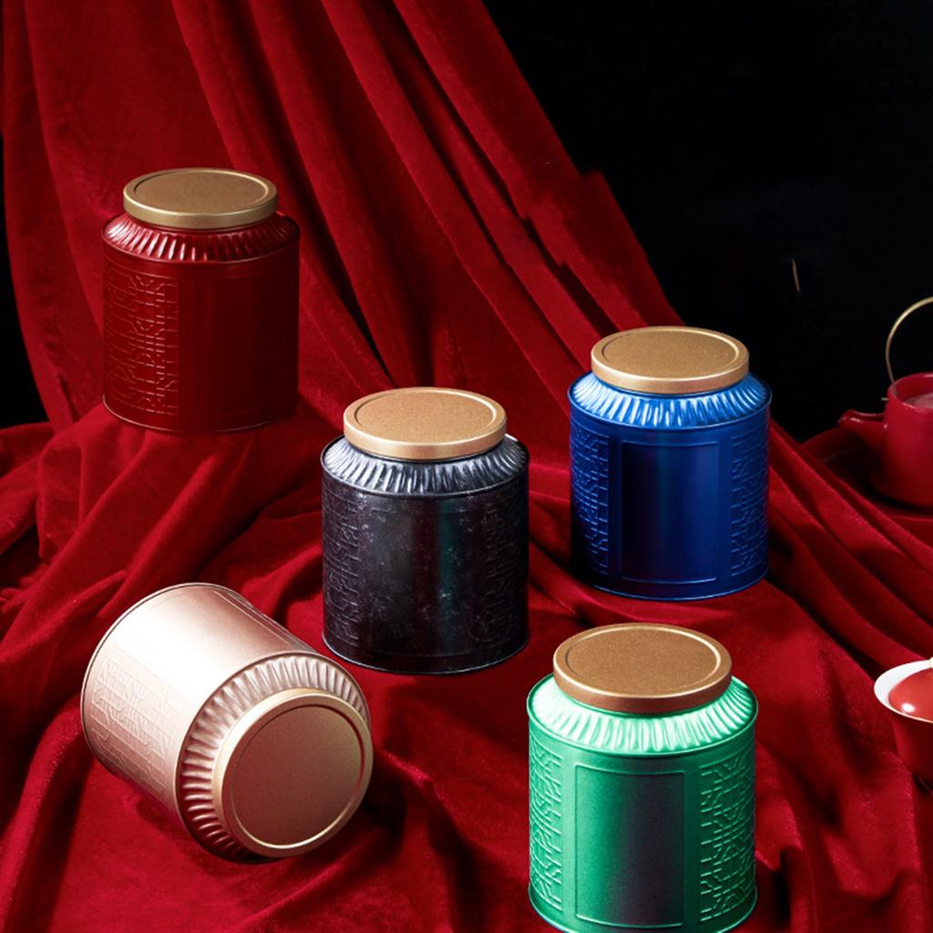 Small Round Kitchen Canisters Empty Tinplate Tea Storage Containers Mini Portable Cookie Candy Box Tea Packagings Box