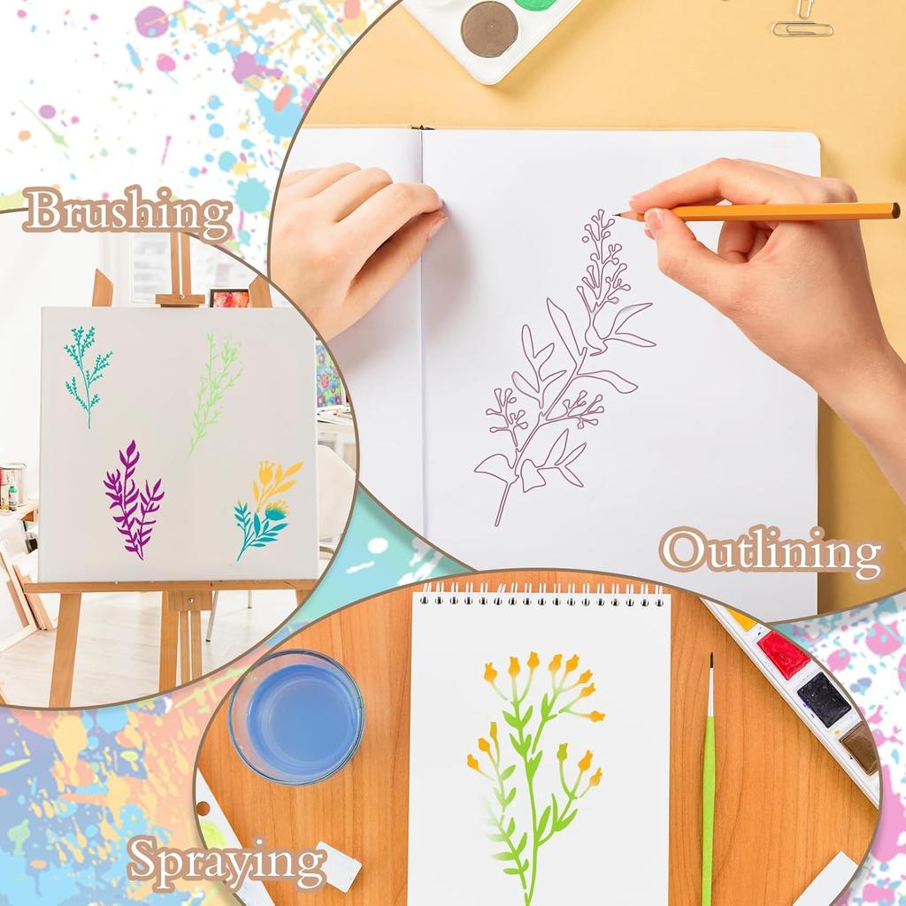 24 шт./набор трафаретов с изображением полевых цветов, профессиональные трафареты для боди-арта, многоразовые для взрослых и детей, шаблоны для вечеринок, инструменты для макияжа