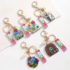 English Letter Text Keychain Pendant Wooden Pen Holder Key Ring  Graduation Ceremony