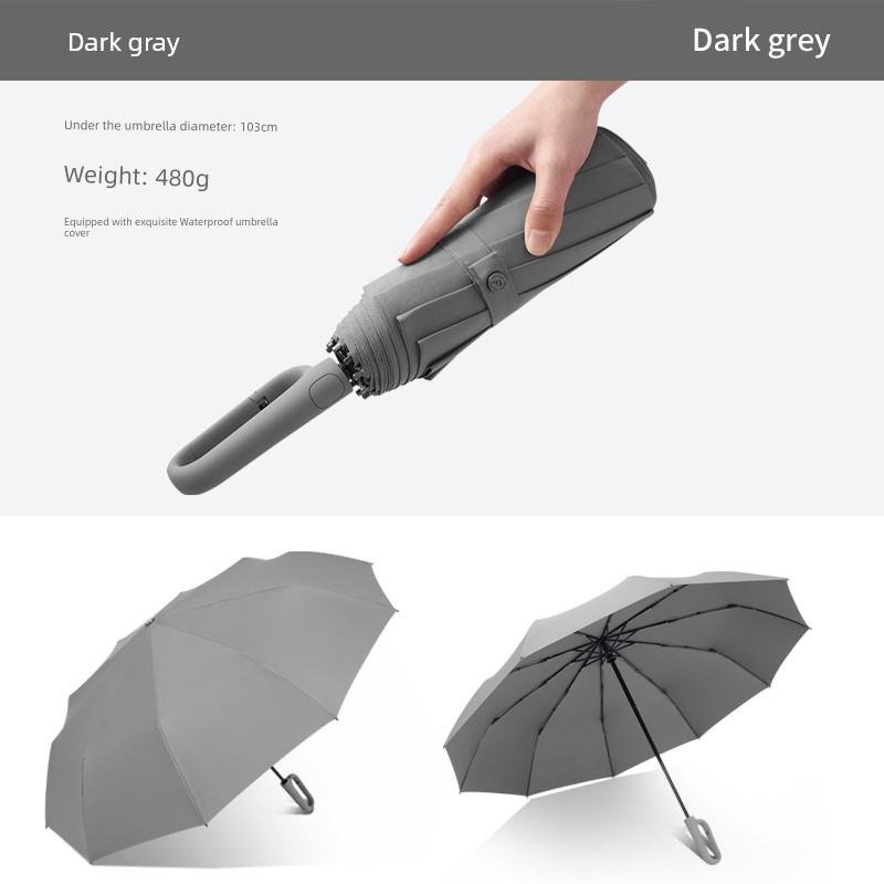 Fully Automatic Umbrella 10 Framework Umbrella Wind-Resistant Business Umbrella Stylish Minimalist Fresh Thickened Pure Color Reinforced Men and
