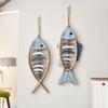 Large Wooden Fish Wall Hanging Decor Hand Carved Fish Chime Wall Decor for Nautical Theme Beach Theme Lake House