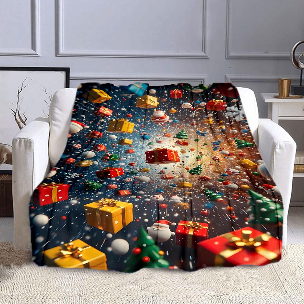 Christmas Magic with Gifts and Santa Patterned flannel blanket perfect for the bedroom living room, sofa, or a little nap