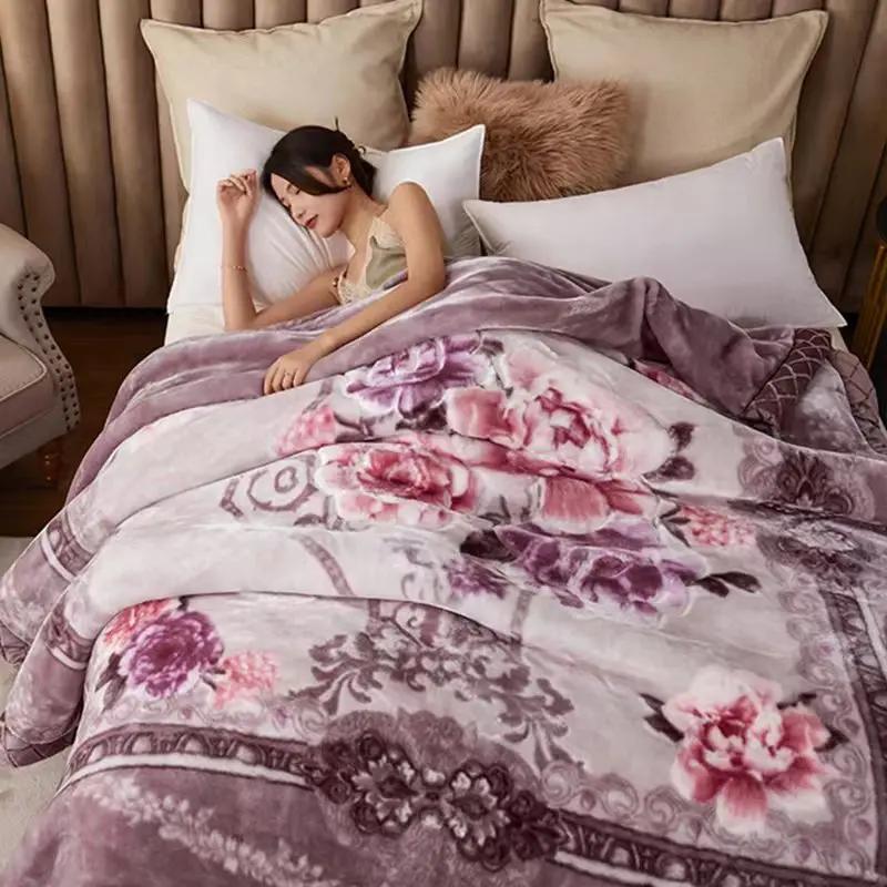 Double Layer flowers Blanket Thickened Anti-static Breathability Multiple Options Quilt Skin Friendly Fluffy Comfortable Bedding