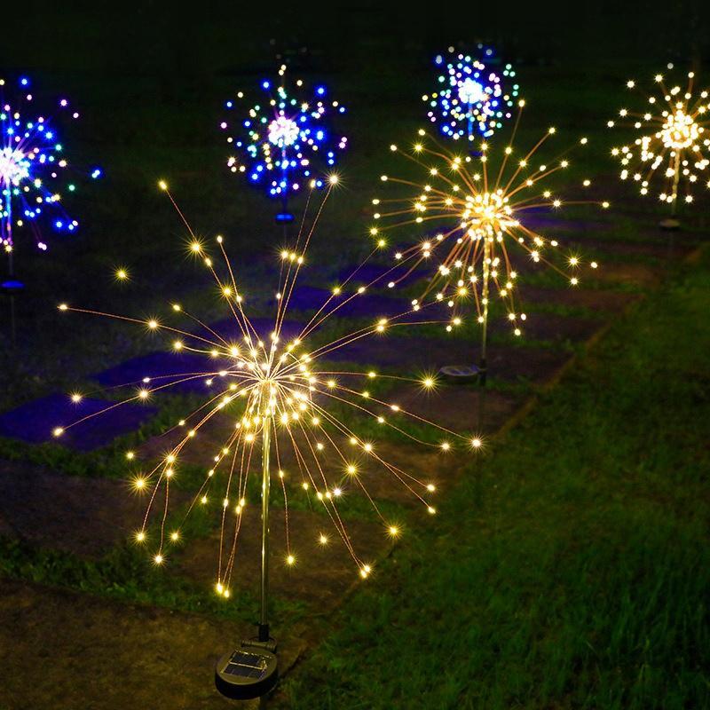 Solar Garden Lamp Colorful Fireworks 200 Led Christmas Decorative