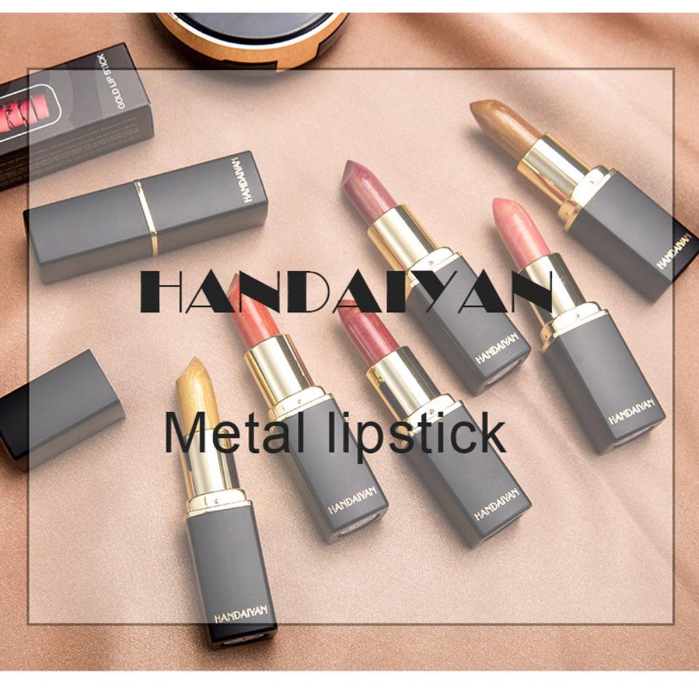 HANDAIYAN Mermaid Ji Shiny Metal Pearly Color Change Color, Warm, Red Gilt Gold Lip Balm