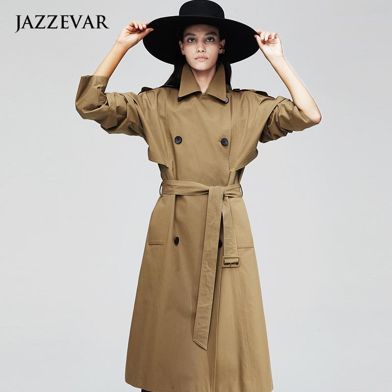 Женская осенне-зимняя британская двубортная повседневная ветровка до колена на шнуровке