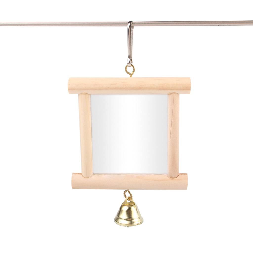 Зеркало для птиц, игрушка, маленькое зеркало для попугая, игрушка для клетки попугая с маленькими колокольчиками, интерактивное зеркало для клетки питомца, принадлежности