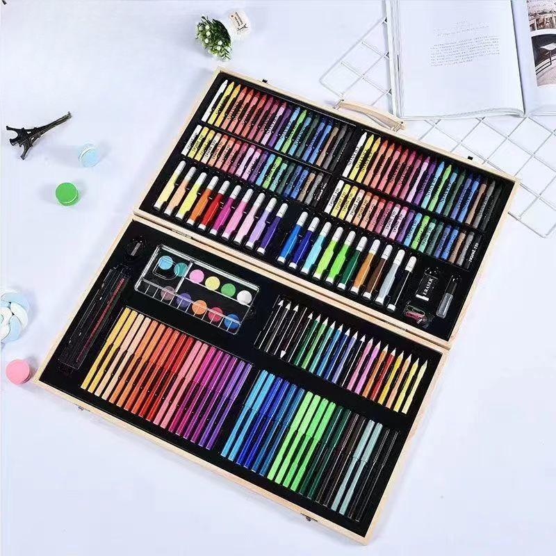 145 Роскошный Алюминиевый Набор Кистей Подарочная Коробка Набор Акварельных Ручек Детский Художественный Набор для Рисования Подарочная Коробка