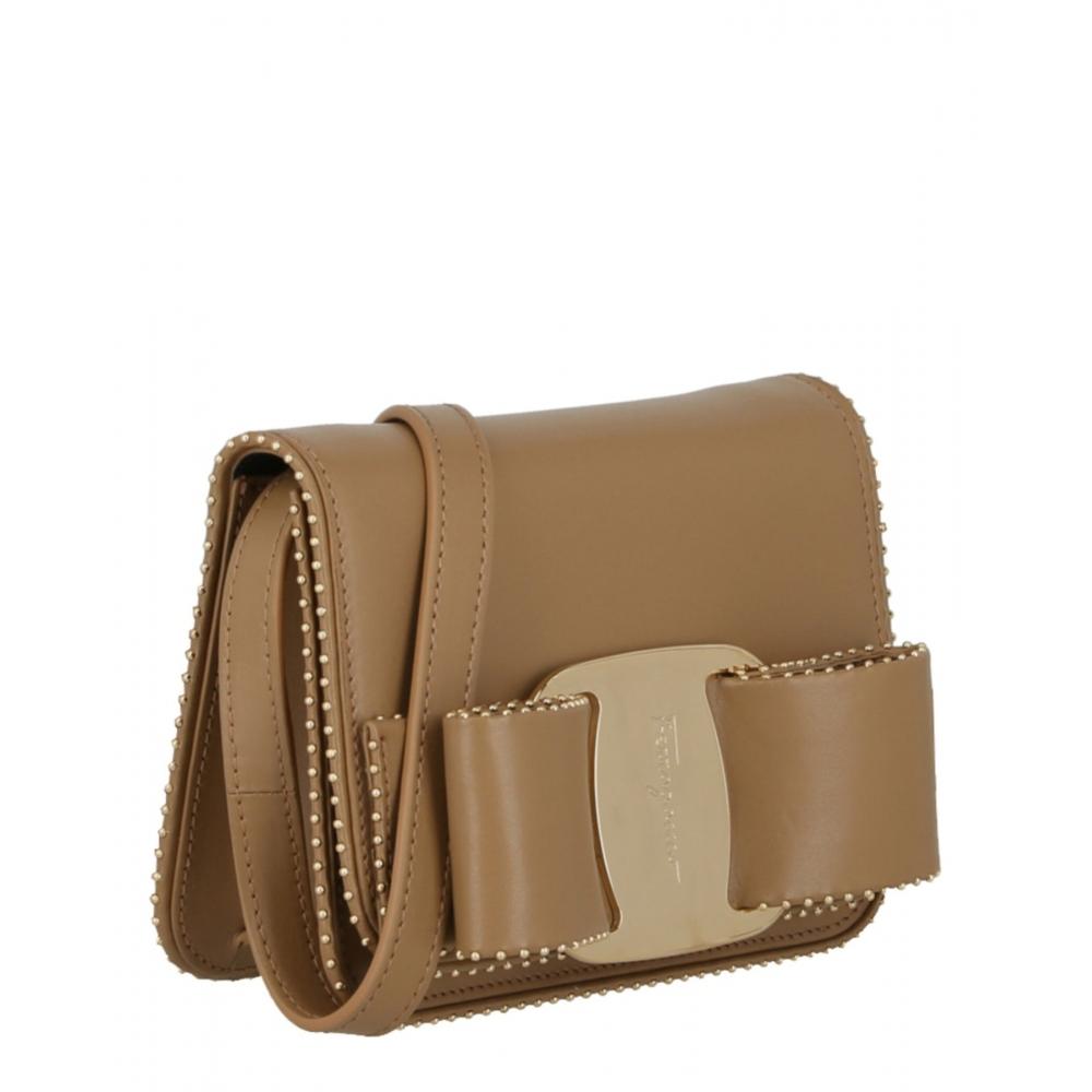 Salvatore Ferragamo Mini Vara Bow Crossbody Bag Camel