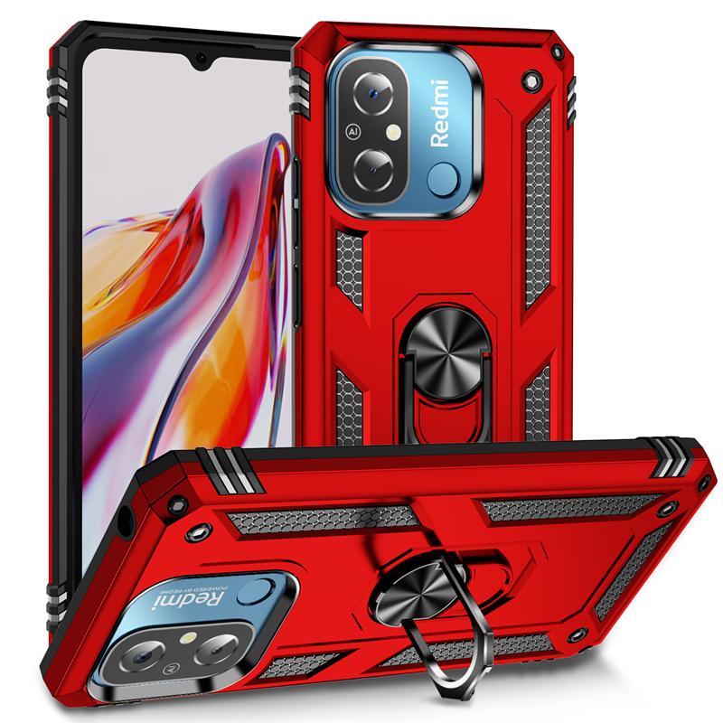 Чехол для Xiaomi Redmi 12C, автомобильный магнитный держатель с кольцом, бронированный чехол для телефона Redmi 12C 12 C Redmi11A, противоударная задняя крышка с подставкой