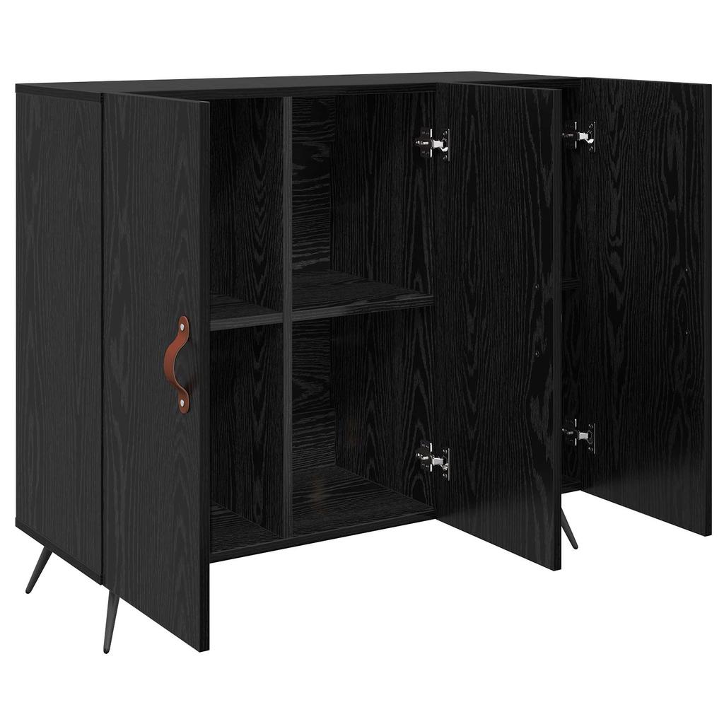 Sideboard in Black Oak Look 89.5 x 34 x 80 cm Particleboard