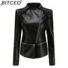 BITCED Женская кожаная куртка со съемным подолом, весенне-осеннее пальто, модная повседневная куртка