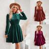 Бархатное платье для женщин, зимнее повседневное бархатное однотонное платье с высоким воротом и тонкой талией, осенне-зимние вечерние платья знаменитостей