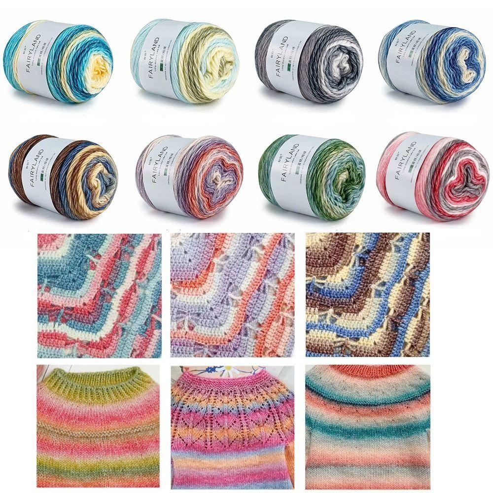 Hand-woven Rainbow Woollen Yarn 100g Multi-Color Yarn Dyeing Crocheting Cake Yarn  Baby
