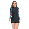 2024 New European & American Long Sleeve Slimming One-Piece Swimsuit with Zipper for Women - Conservative Sports Diving Suit
