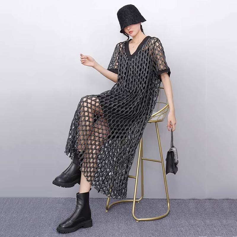 Xitao Платье А-силуэта с V-образным вырезом и вырезом-стойкой HQQ2467