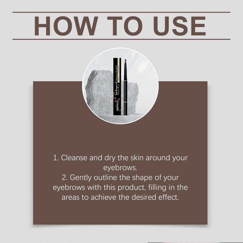 Brown double-ended eyebrow pencil with a natural, three-dimensional look.