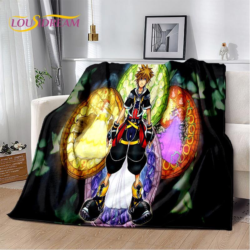 Cartoon Kingdom Hearts Games 3D Soft Flannel Blanket for Beds Bedroom Sofa Picnic,Throw Blanket for Cover Outdoors Leisure Gift