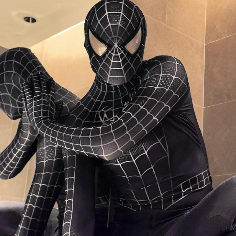 Аниме Супергерой Тоби Черный Веном Человек-Паук Косплей Облегающий Комбинезон Хэллоуин Косплей Черный Костюм Паука