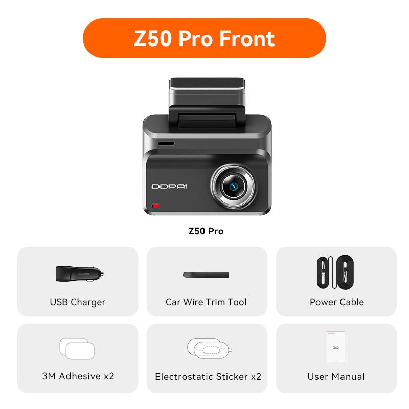 DDPAI Z50 Pro Dash Cam 4K Car DVR Night Vision 5GHz Wi-Fi GPS ADAS 24h Parking mode Front and Rear Camera