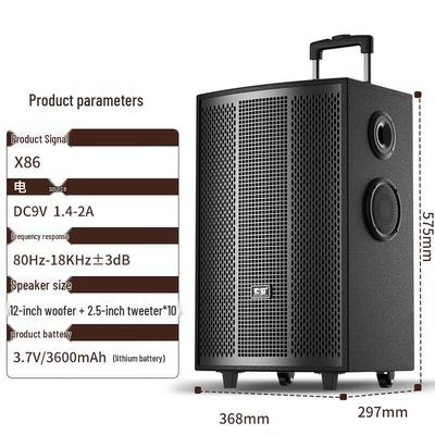 Портативная караоке-колонка Bluetooth Soai SA-X86, 12 дюймов, штекер CN (адаптер в комплекте)