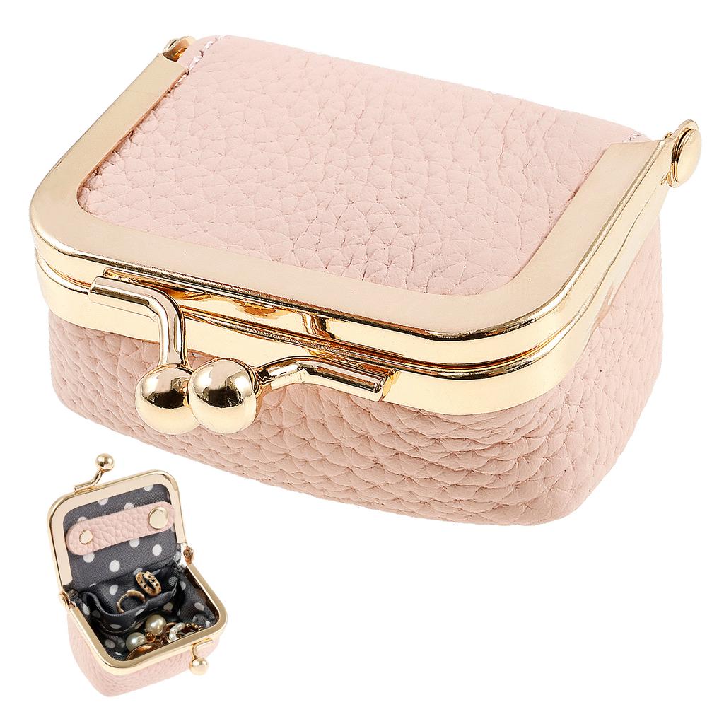 Винтажная кожаная мини-шкатулка для украшений, портативный дорожный футляр для украшений с застежкой-поцелуем, кошелек для монет, коробка для серег, колец, ожерелий, браслетов