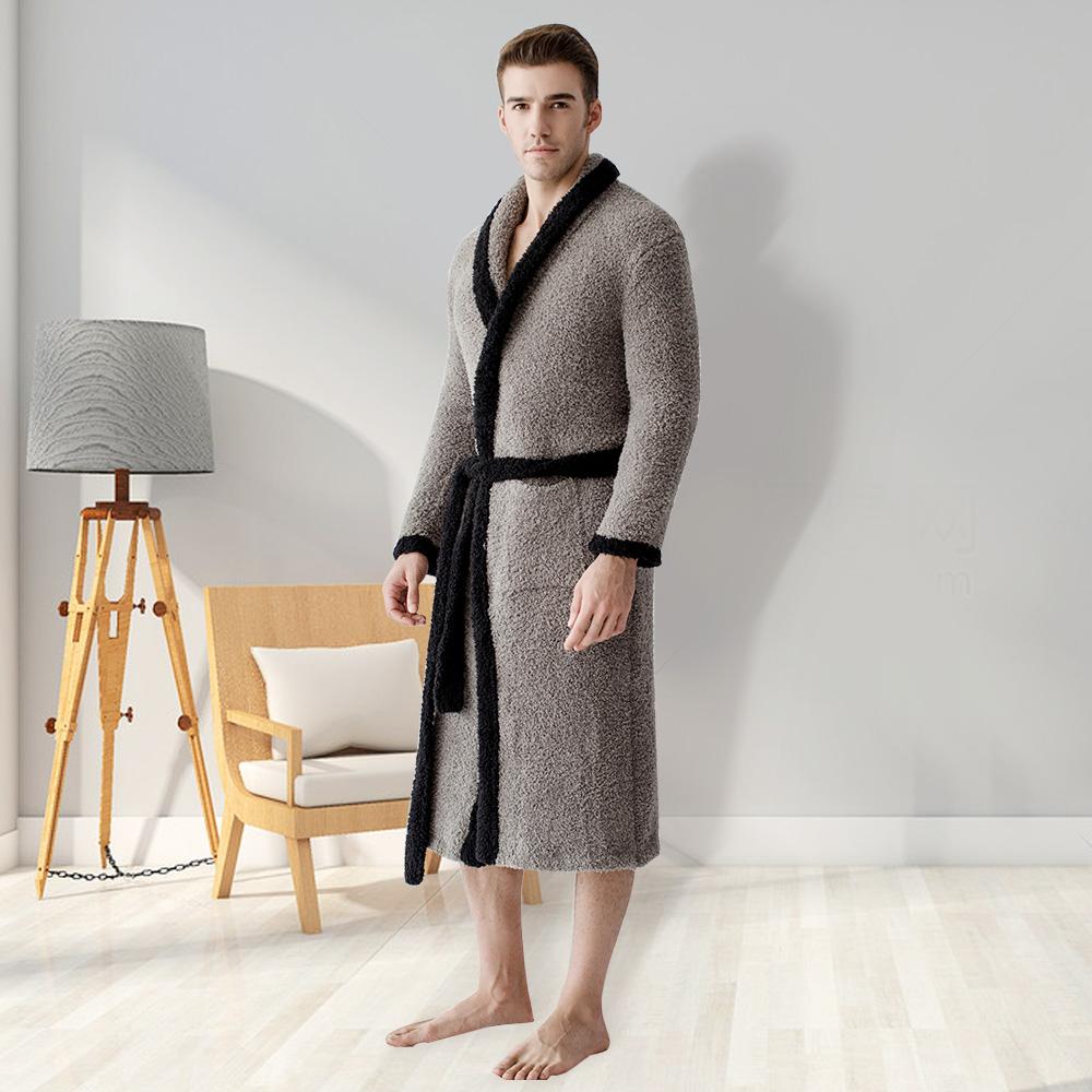 Женские и мужские удобные трикотажные эластичные мягкие длинные халаты с воротником-шалью, спа-халат, очень удобная одежда для сна, домашняя одежда