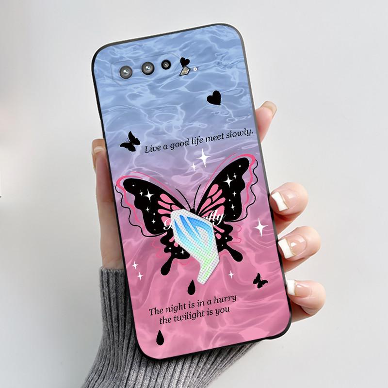 Чехол для Asus ROG Phone 5 5s ZS673KS I005DA I005DB ZS676KS Чехол Эстетичный Модный Милый Кот Мягкий Силикон Черный ТПУ Задняя Крышка