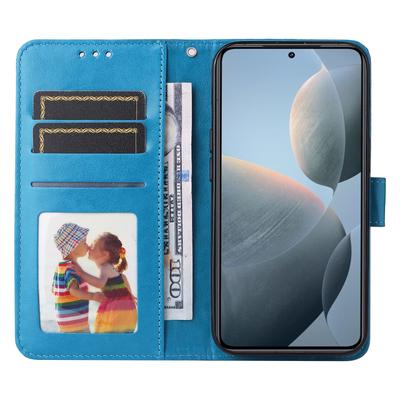 Чехол-кошелек из кожи с отпечатком подсолнуха для Xiaomi 14T