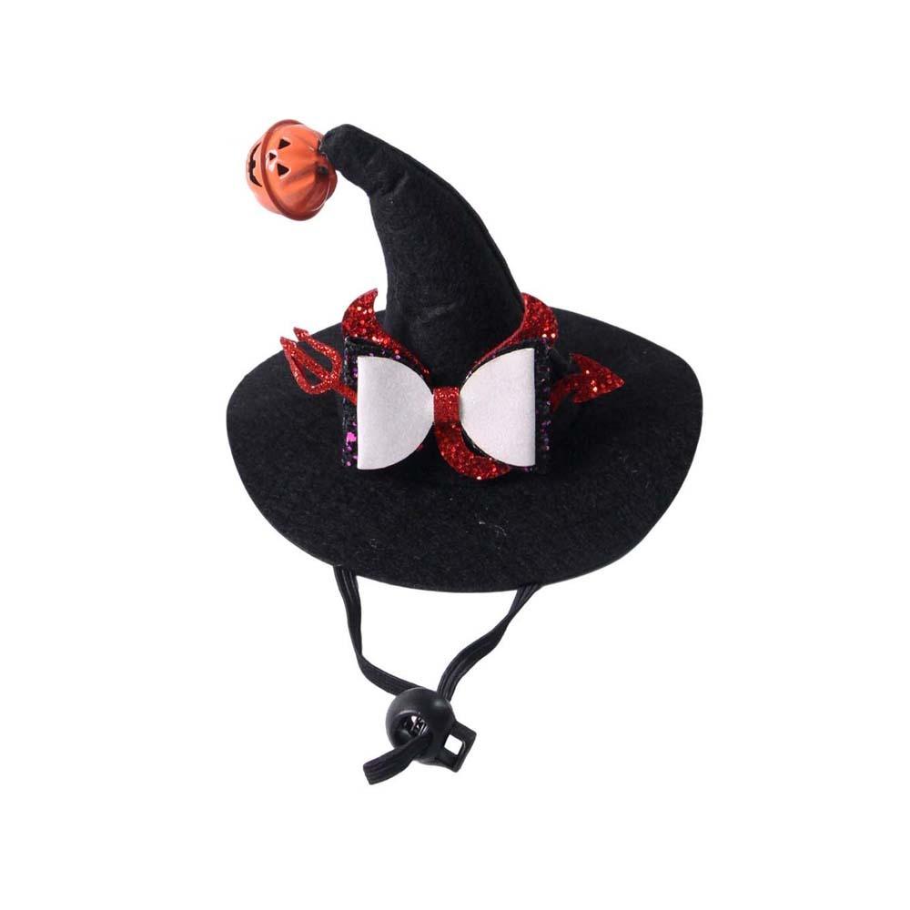 With Bell Pet Witch Hat Sequin Bowknot Dog Halloween Headwear Cat Wizard Cap Small Animals